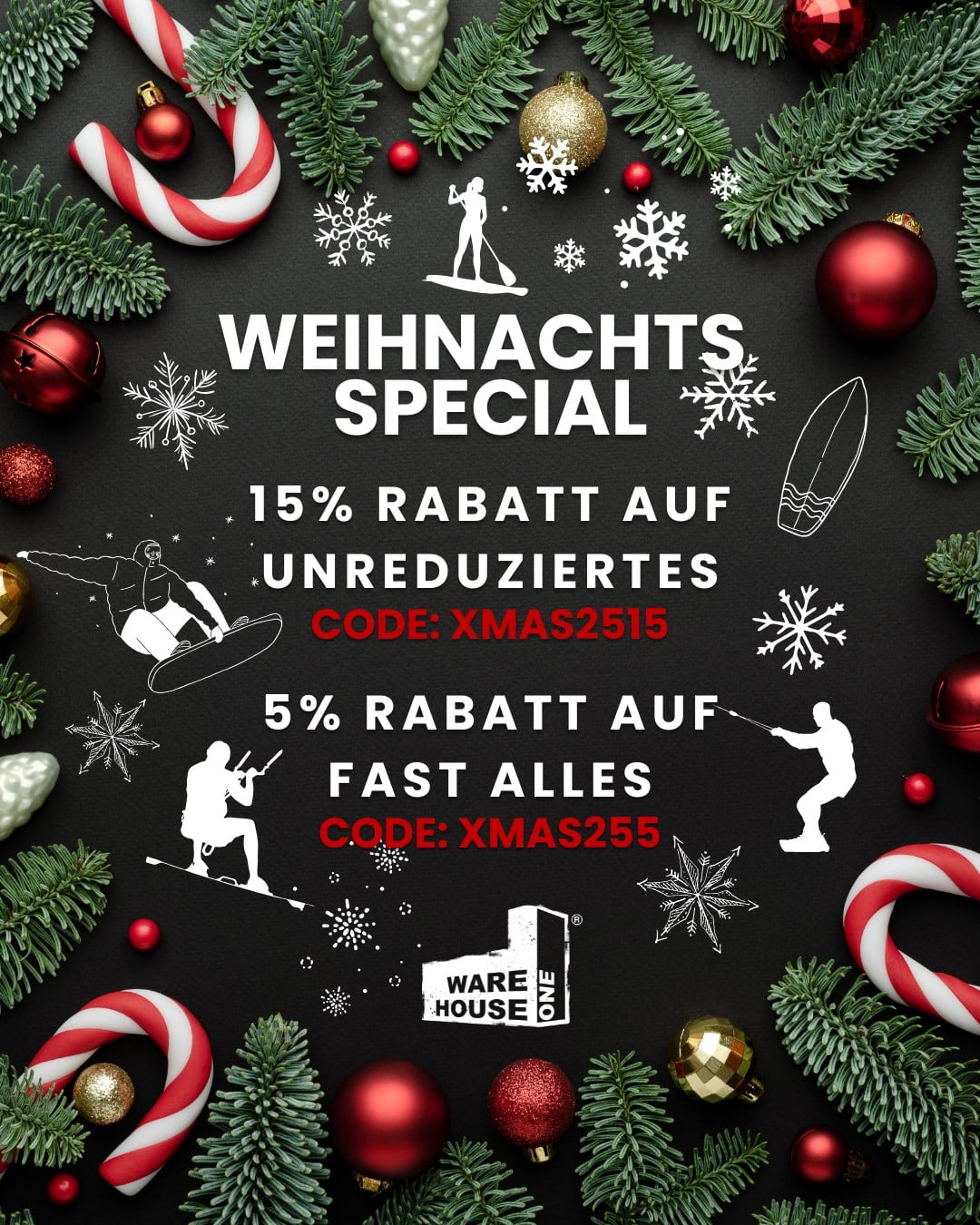 Weihnachten ist das Fest der Liebe - und genau diese möchten wir mit dir teilen! Damit du dir selbst eine besondere Freude machen kannst, schenken wir dir exklusive Rabatte on top.⁠
⁠
15% Rabatt* mit dem Code: XMAS2515⁠
ab 200€ Einkaufswert auf nicht reduzierte Artikel⁠
⁠
5% Rabatt* mit dem Code: XMAS255⁠
ab 200 Euro Einkaufswert auf fast alle Artikel⁠
⁠
*Gutscheinkonditionen: Erhalte 15% Rabatt auf nicht reduzierte Artikel ab einem Einkaufswert von 200€ nach Retoure, 5% Rabatt auf fast alle Artikel (auch bereits reduzierte Artikel) ab einem Einkaufswert von 200€ nach Retoure. Ausgeschlossen sind die Kategorien Skier Stöckli und Geschenkgutscheine, sowie die Zahlarten Lastschrift, Ratenzahlung und Rechnung. Gültig bis einschließlich 04.01.2026, nur solange der Vorrat reicht. Nicht mit anderen Aktionen kombinierbar.