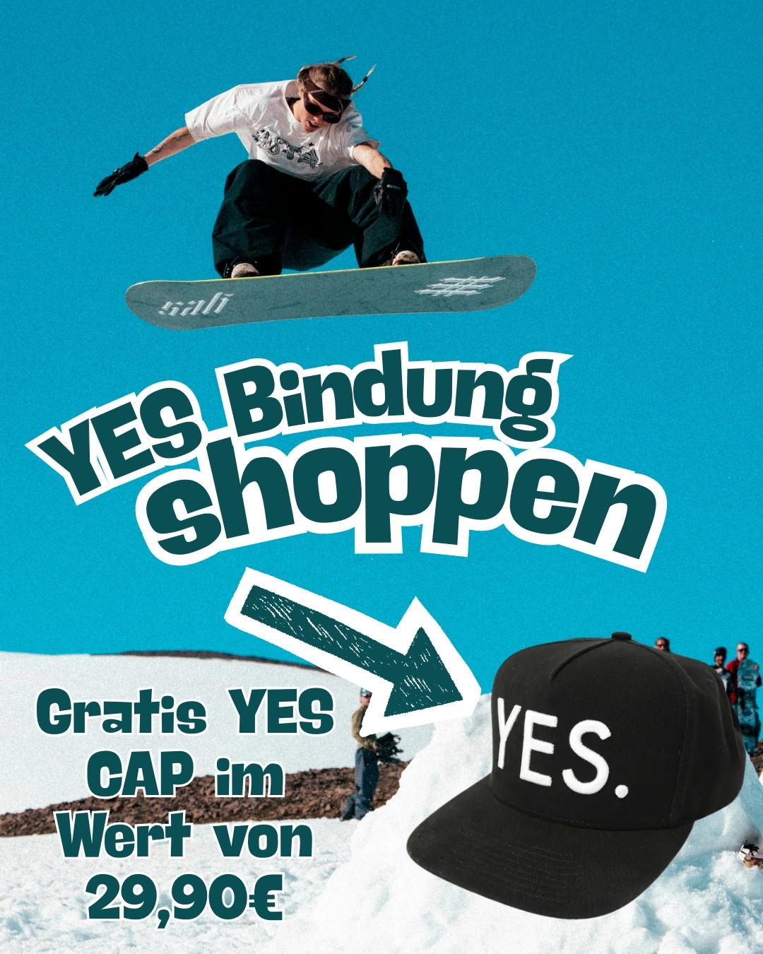 🔥 YES Snowboards Sale 🔥⁠
Jetzt sparen: Bis zu 67% Rabatt auf YES Snowboards. ⁠
Zusätzlich erhältst du beim Kauf einer YES-Bindung eine GRATIS* YES Cap im Wert von 29,90€ von uns geschenkt.⁠
*gilt nur bei Kauf einer Yes Snowboardbindung, für die kostenlose Yes Cap wird kein Code benötigt - das Hinzufügen erfolgt automatisch im Warenkorb, nur solange der Vorrat reicht, nur bei Kauf im Onlineshop verfügbar