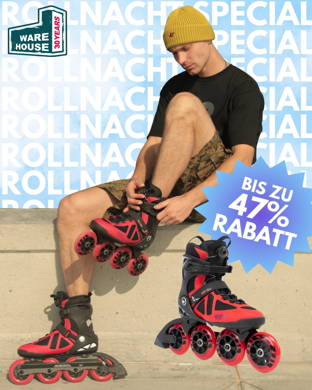 Rollnacht zum Warehouse One!🥳⁠
Am 07.05. führt die Rollnacht wieder zu uns! Damit ihr perfekt vorbereitet seid, haben wir im Showroom ordentlich aufgerüstet:⁠
⁠
🔥 Highlight: Der K2 VO2 S 100 BOA aktuell bis zu -47% günstiger!⁠
⁠
Außerdem für eure perfekte Vorbereitung:⁠
✅ Riesiges Sortiment an Inlineskates für jeden Style⁠
✅ Alles an Zubehör & Schutzausrüstung, was euch noch fehlt⁠
⁠
Kommt vorbei, checkt euer Equipment und sichert euch die Rollnacht Special Deals!