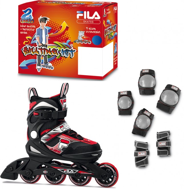 FILA J-ONE COMBO 2 Inline Skate 2022 black/red inkl. Schonerset - 32-36 kaufen