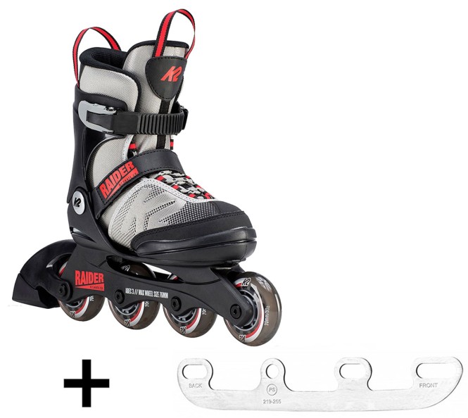 K2 RAIDER Kinder Inline Skate grey/red/black inkl. SABRES 4 Schlittschuh Eiskufen - 29-34 kaufen