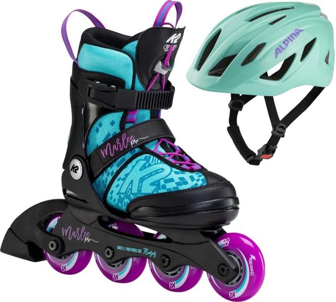 K2 MARLEE PRO Kinder Inline Skate light blue/purple inkl. ALPINA PICO FLASH turquoise gloss - 35-40 | 50-55 kaufen
