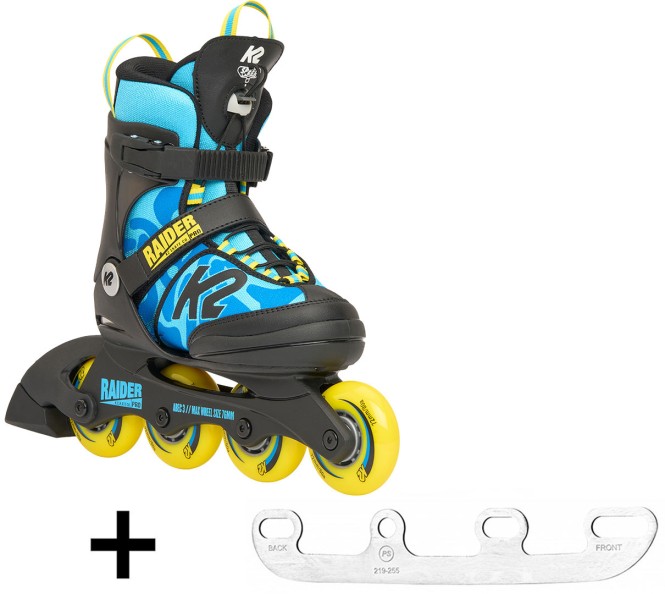 K2 RAIDER PRO Kids Inline Skate 2025 blue/yellow inkl. SABRES 4 Schlittschuh Eiskufen - 29-34 kaufen