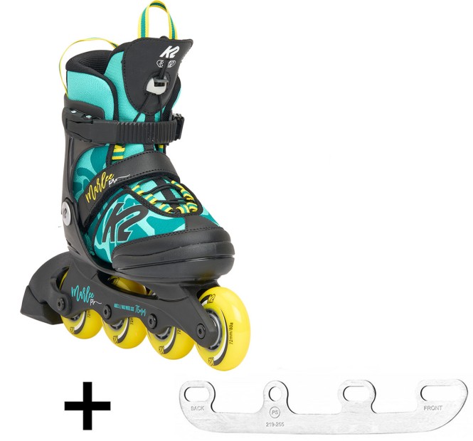 K2 MARLEE PRO Kinder Inline Skate 2025 green/yellow inkl. SABRES 4 Schlittschuh Eiskufen - 32-37 kaufen
