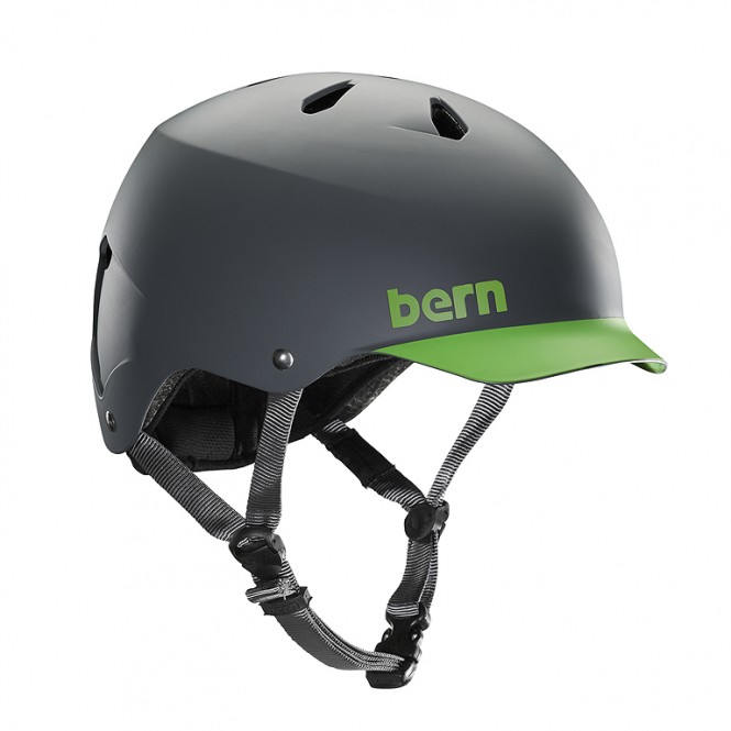 BERN WATTS H2O Helm 2019 matte grey/green brim - XXL