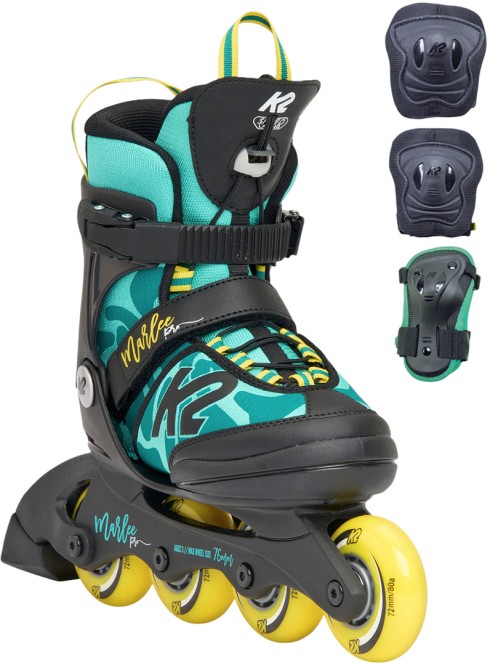 K2 MARLEE PRO PACK Kinder Inline Skate green/yellow inkl. Schonerset - 32-37 kaufen