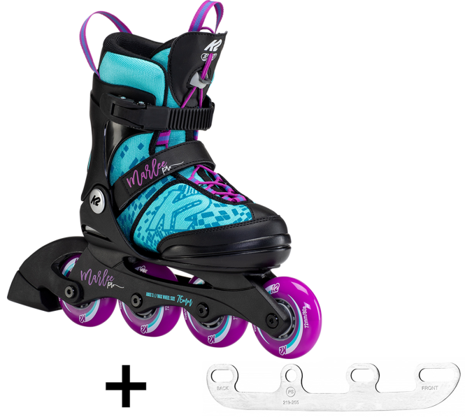 K2 MARLEE PRO Kinder Inline Skate light blue/purple inkl. SABRES 4 Schlittschuh Eiskufen - 35-40 kaufen