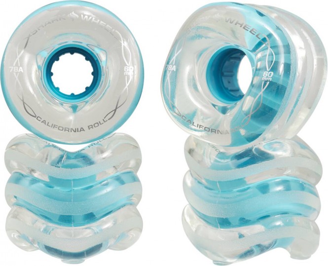 SHARK WHEEL CALIFORNIA ROLL Longboard 4er Rollenset 2021 clear with blue hub - 60mm/78a kaufen