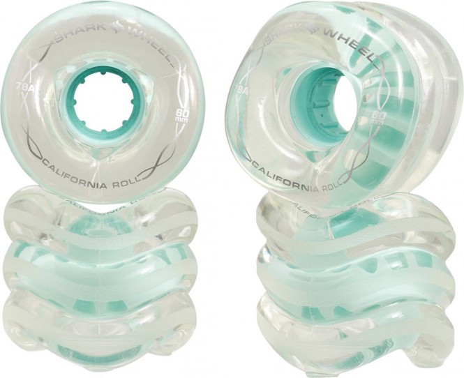 SHARK WHEEL CALIFORNIA ROLL Longboard 4er Rollenset 2021 clear with mint hub - 60mm/78a kaufen