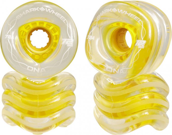 SHARK WHEEL DNA FORMULA Longboard 4er Rollenset 2021 clear with yellow hub - 72mm/78a kaufen