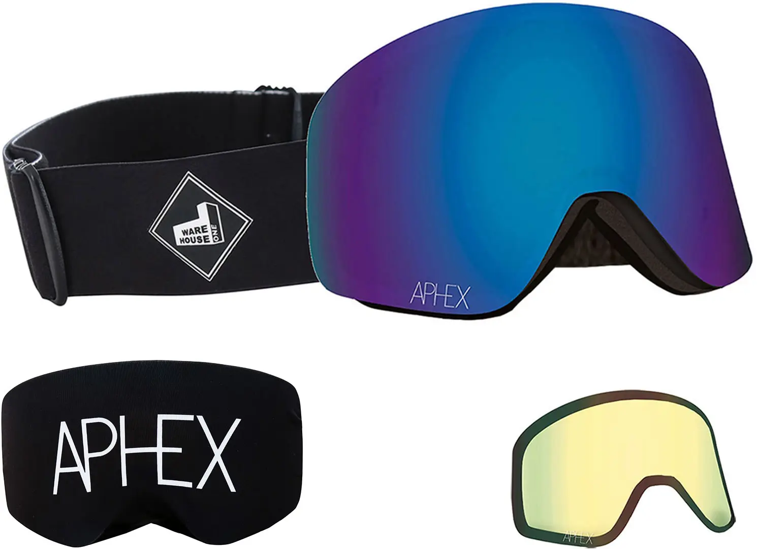 APHEX OXIA THE ONE EDITION Magnet Schneebrille 2026 black strap/revo blue + Zusatzglas yellow Image