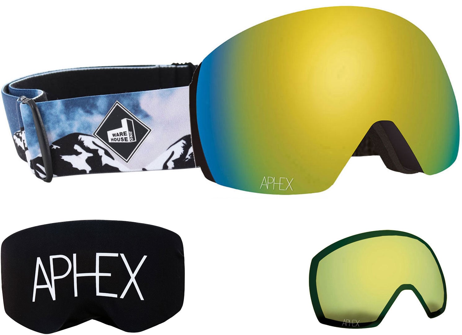 APHEX STYX THE ONE EDITION Magnet Schneebrille 2026 mountain strap/revo gold + Zusatzglas yellow Image