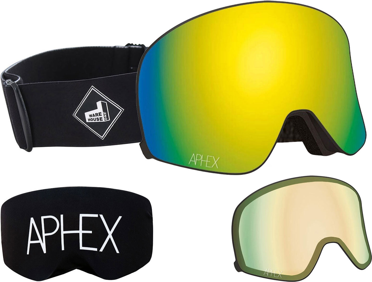 APHEX VIRGO THE ONE EDITION Magnet Schneebrille 2026 black strap/revo gold + Zusatzglas yellow Image