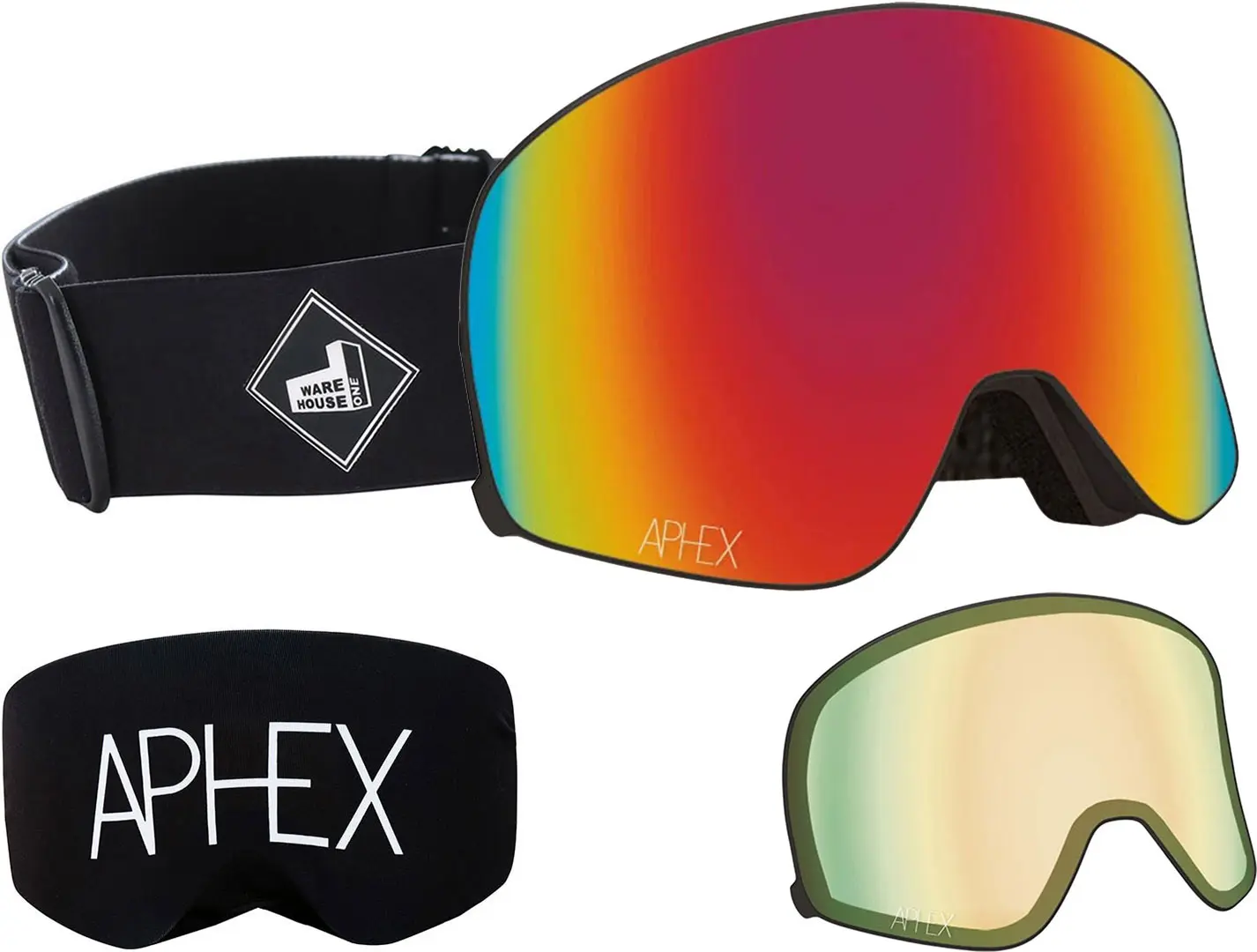 APHEX VIRGO THE ONE EDITION Magnet Schneebrille 2026 black strap/revo red + Zusatzglas yellow Image