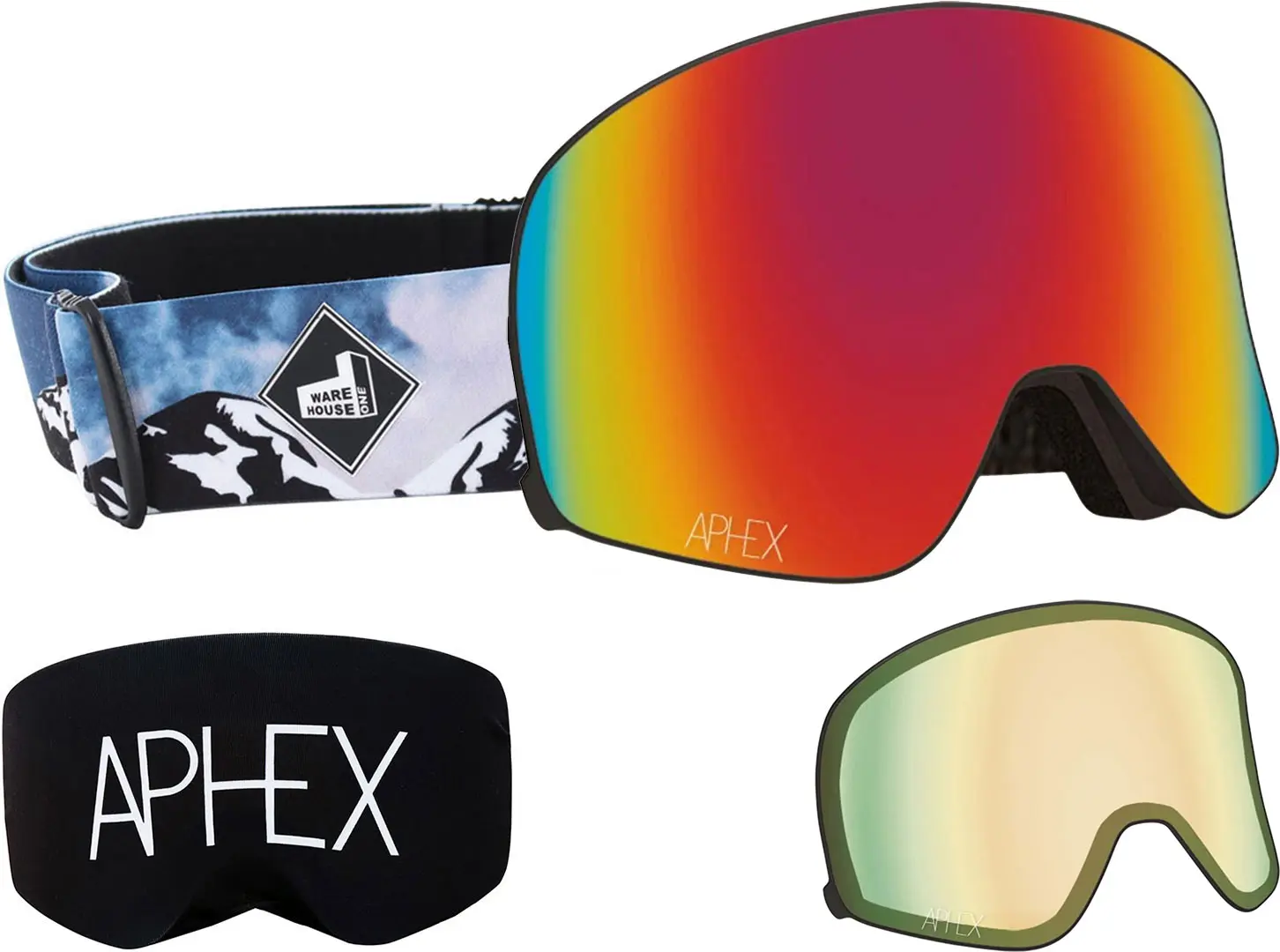 APHEX VIRGO THE ONE EDITION Magnet Schneebrille 2026 mountain strap/revo red + Zusatzglas yellow Image