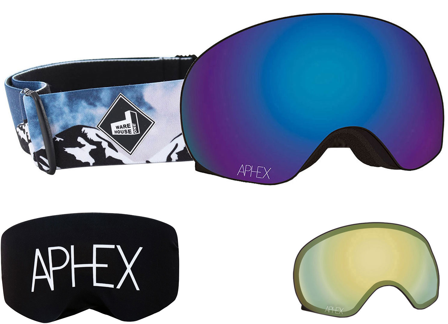 APHEX XPR THE ONE EDITION Magnet Schneebrille 2026 mountain strap/revo blue + Zusatzglas yellow Image