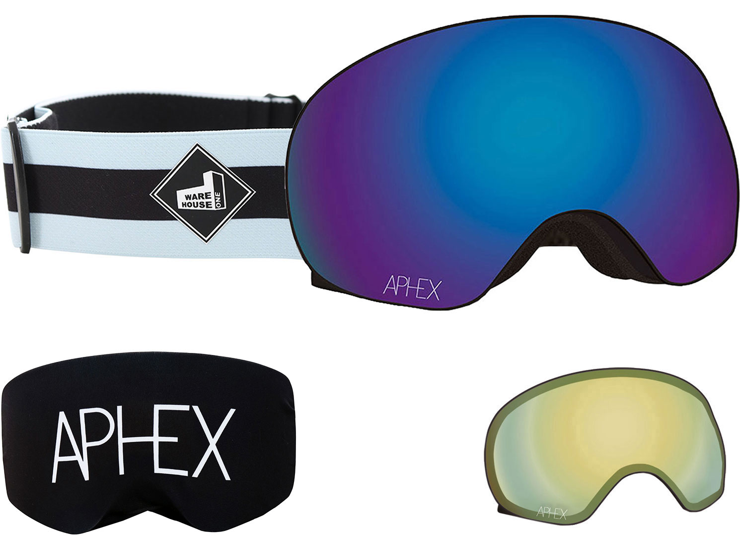 APHEX XPR THE ONE EDITION Magnet Schneebrille 2026 stand up strap/revo blue + Zusatzglas yellow Image